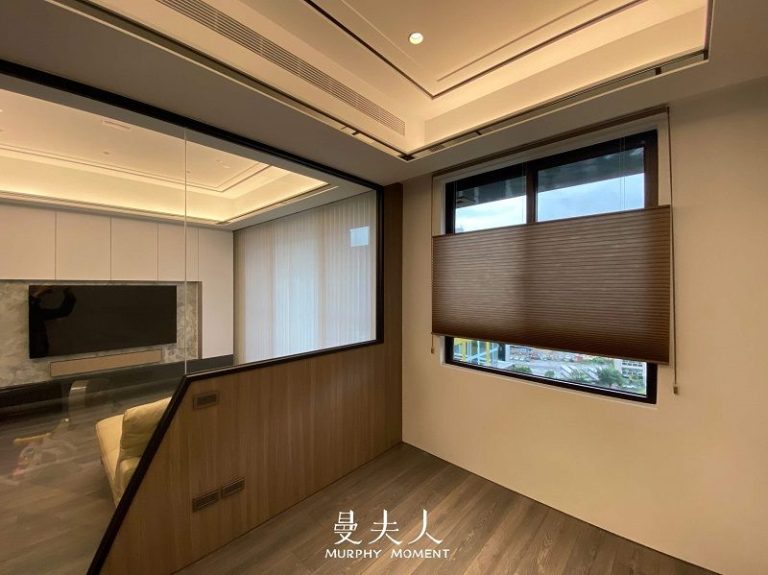 客廳書房相連 半開放式空間 窗簾設計搭配